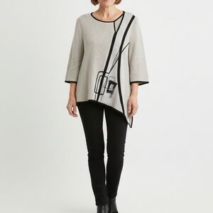 JASKAR Elegant Cream and Black Shrug Sweater, MEDIUM